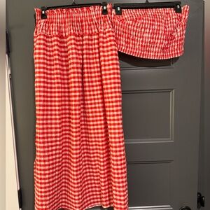 Universal Thread Red and White Striped Maxi Skirt